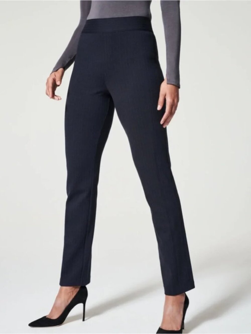 Spanx The Perfect Pant Slim Straight Pinstripe Navy 20254T size S Office Preppy
